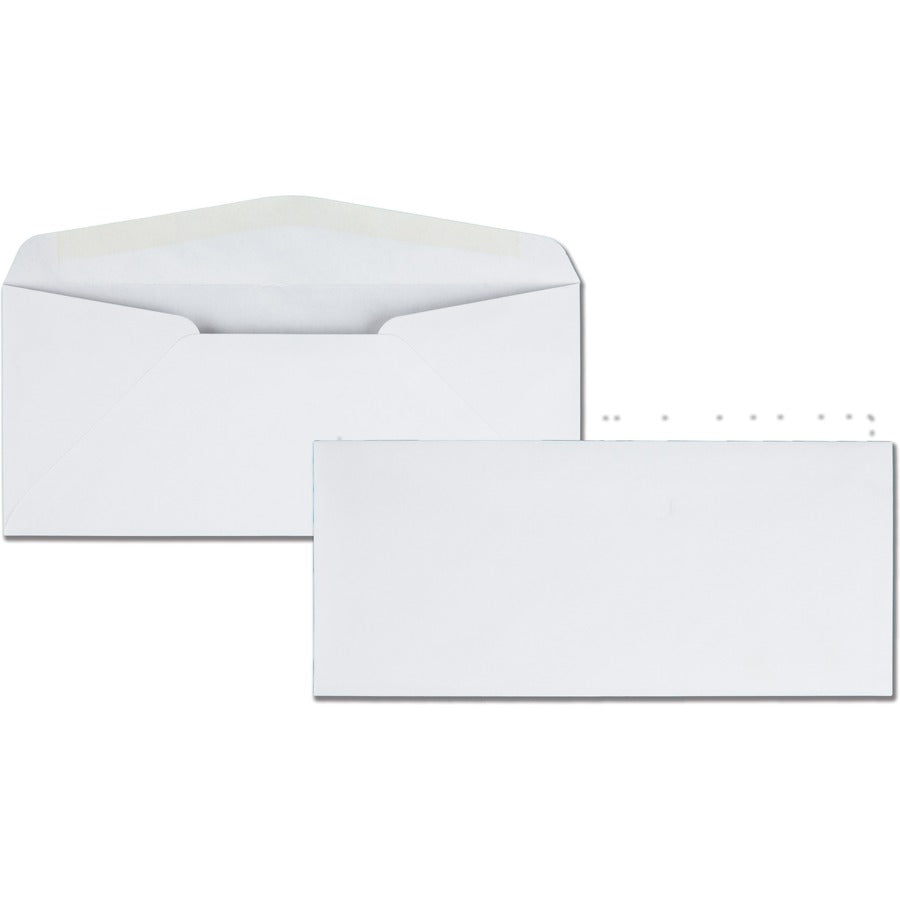 Quality Park No. 10 Business Envelopes with Gummed Closure and Diagonal Seam - Business - #10 - 4 1/8" Width x 9 1/2" Length - 24 lb - Gummed - White - Wove - 500 / Box