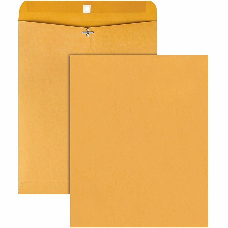 Quality Park 11-1/2 x 14-1/2 Clasp Envelopes with Deeply Gummed Flaps - Clasp - #105 - 11 1/2" Width x 14 1/2" Length - 28 lb - Gummed - Kraft - Kraft - 100 / Box