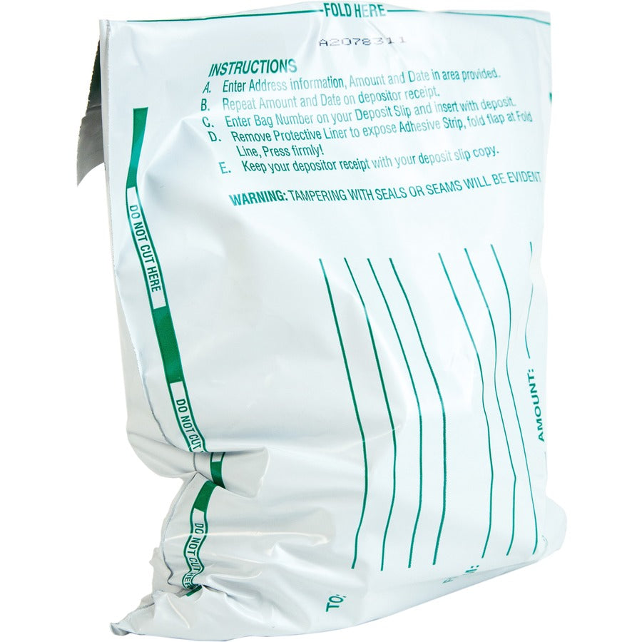 Quality Park Night Deposit Bags - 10.50" Length x 8.50" Width - White - Polyethylene - Deposit - 100 / Pack