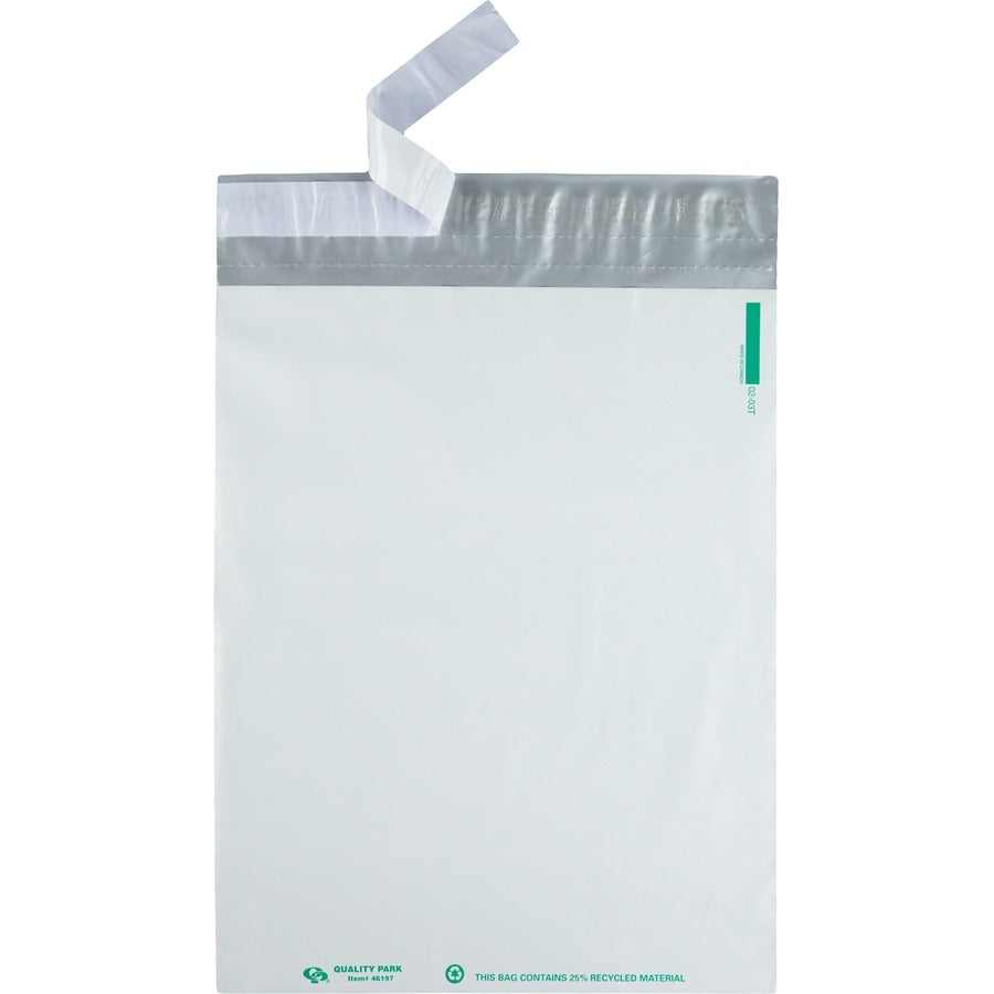 Quality Park 12 x 15-1/2 Jumbo Poly Mailers with Redi-Strip®, Self-Sealing Closure - Catalog - 12" Width x 15 1/2" Length - Peel & Seal - White - Polypropylene - 100 / Pack