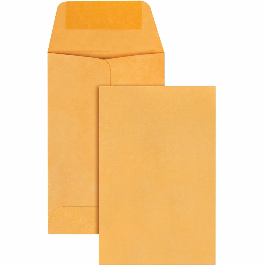 Quality Park No. 1 Coin and Small Parts Envelopes with Gummed Seal - Coin - #1 - 2 1/4" Width x 3 1/2" Length - 24 lb - Gummed - Brown Kraft - 500 / Box