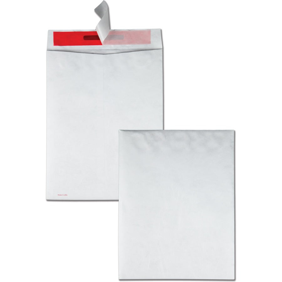 Survivor®, 10 x 13 DuPont Tyvek Tamper Indicating Panel Catalog Mailers - Security - 10" Width x 13" Length - 14 lb - Peel & Seal - White - Tyvek - 100 / Box