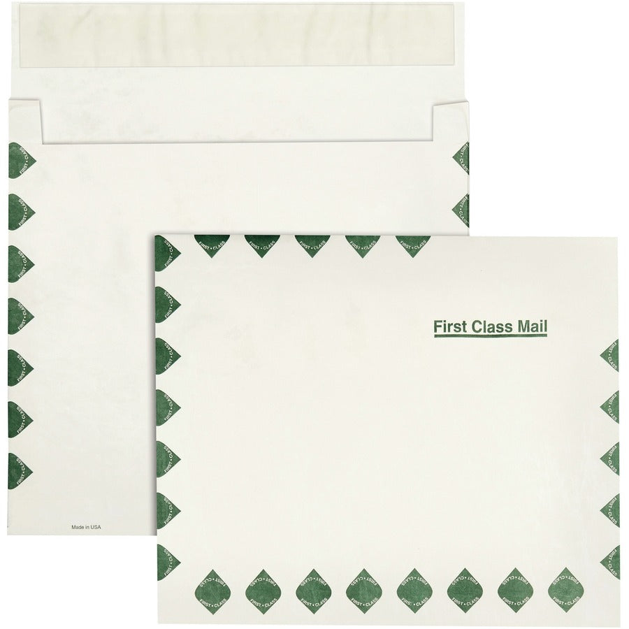Survivor®, 10 x 13 x 2 DuPont Tyvek Expansion First Class Border Mailers - First Class Mail - 10" Width x 13" Length - 2" Gusset - 14 lb - Self-sealing - White - Tyvek - 100 / Carton
