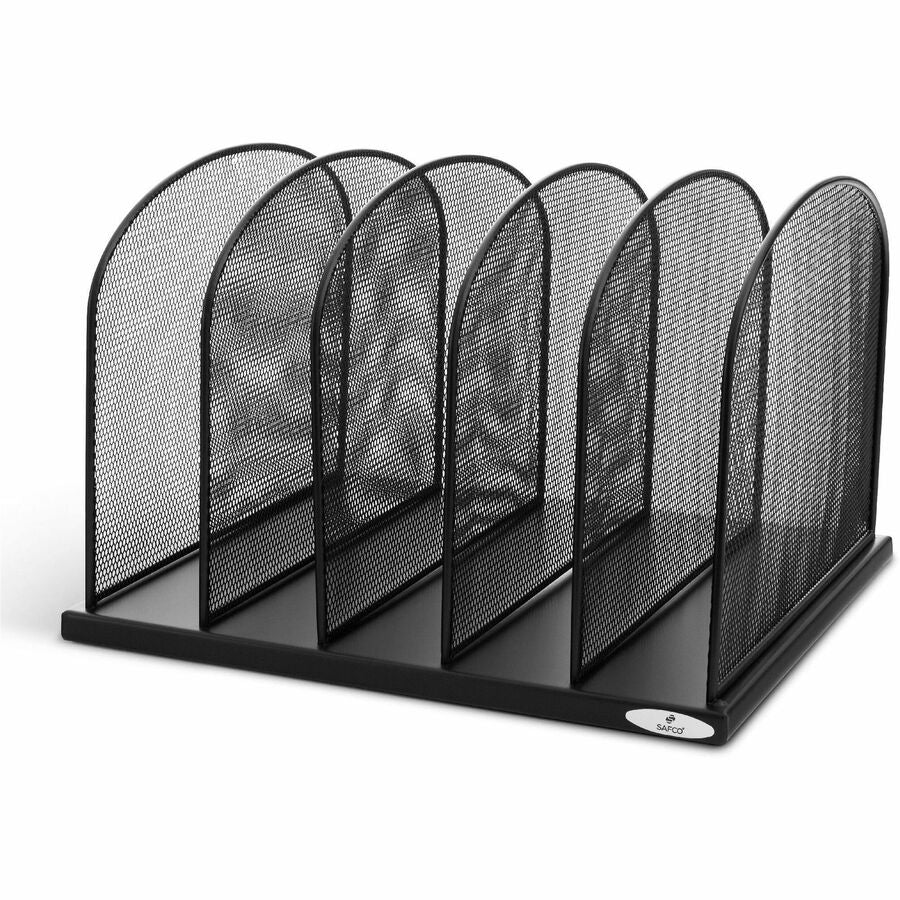 Safco Mesh Desk Organizers - 5 Compartment(s) - Compartment Size : 2" - 8.25" Height x 12.50" Width x 11.25" Depth - Desktop - Powder Coated - Black - Steel - 1 Each