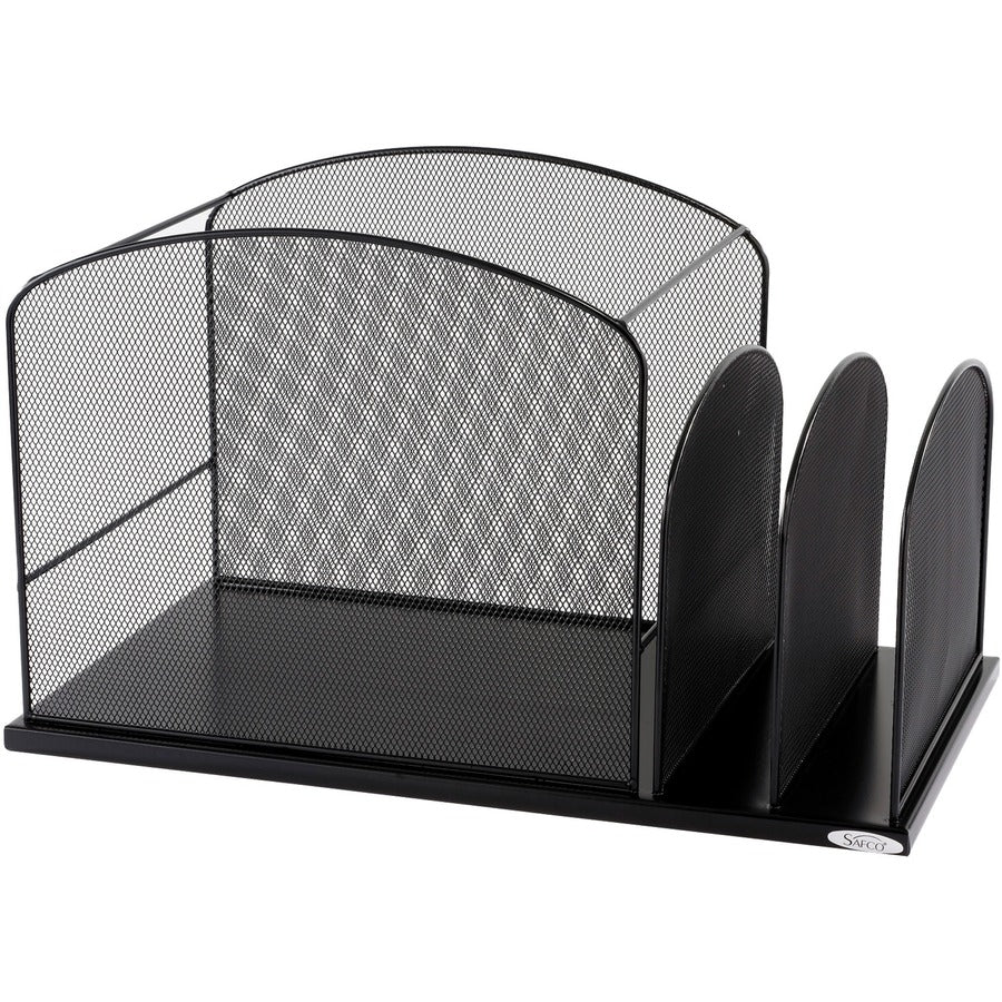Safco Onyx 2 Upright Sections Hanging File - 11.25" Height x 19.37" Width x 11.37" Depth - Desktop - Black - Steel - 1 Each