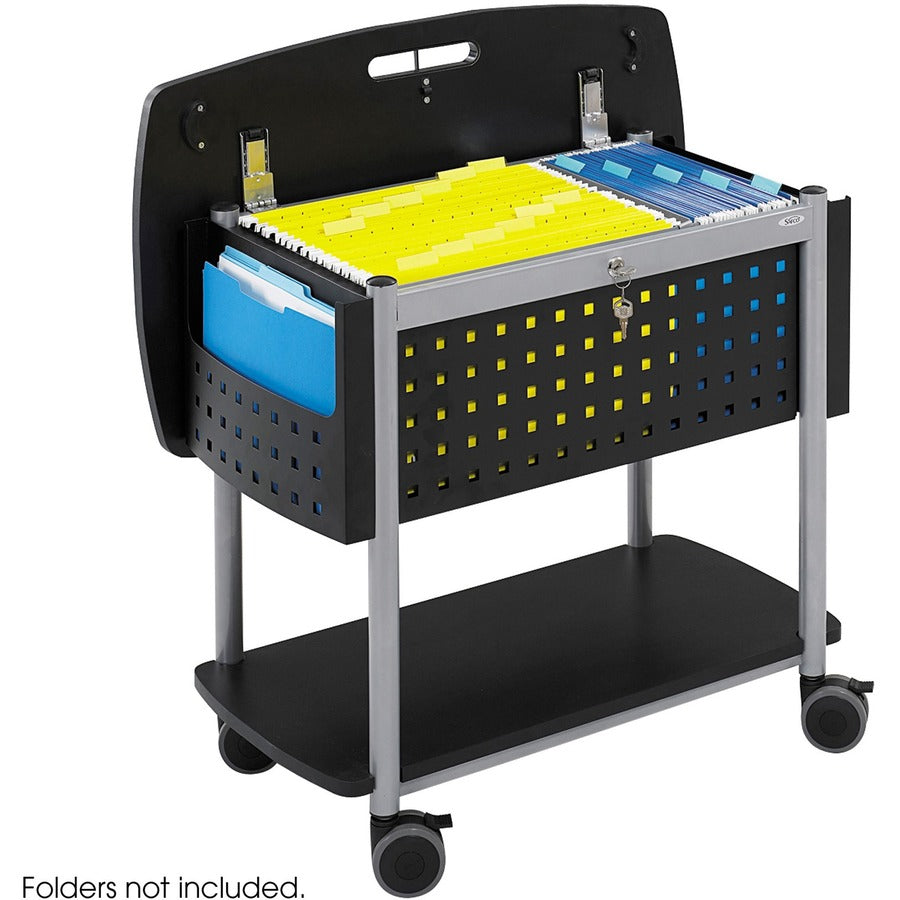 Safco Scoot Mobile File Cart - 200 lb Load Capacity - 4 Casters - 3" Caster Size - Steel - 29.75" Width x 18.75" Depth x 27" Height - Black - 1 Each