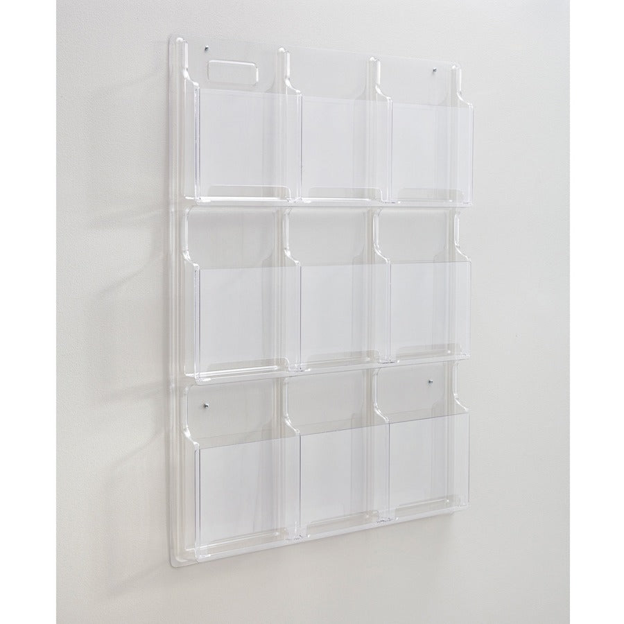 Safco 9-Pocket Magazine/Literature Display Rack - 9 Pocket(s) - 36.88" Height x 30" Width x 2" Depth - Break Resistant - Clear - Plastic - 1 Each