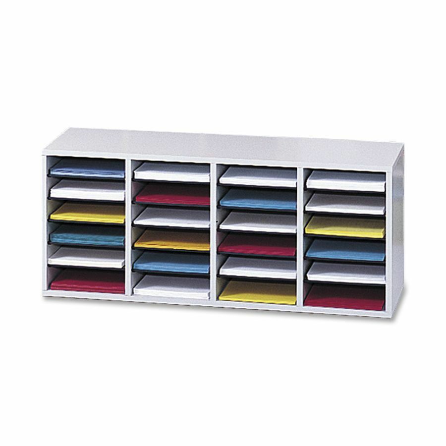 Safco Adjustable Shelves Literature Organizers - 24 Compartment(s) - 16.37" Height x 39.37" Width x 11.75" Depth - Gray - Wood - 1 Each