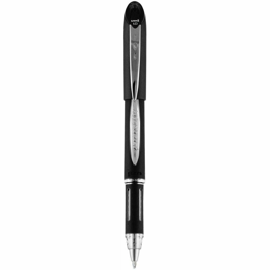 uniball™, Jetstream Ballpoint Pens - Refillable - Black Ink - Pigment-based - Black Stainless Steel Barrel - 12 / Dozen