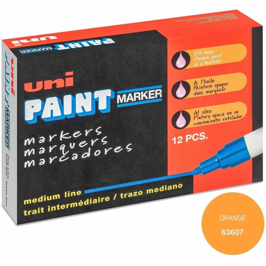 uniball™, uni-Paint PX-20 Oil-Based Paint Marker - Orange Ink - Oil Based - White Barrel - 1 Each