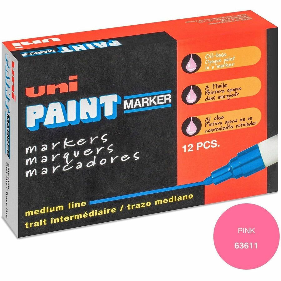 uniball™, uni-Paint PX-20 Oil-Based Paint Marker - Pink Ink - Oil Based - White Barrel - 1 Each