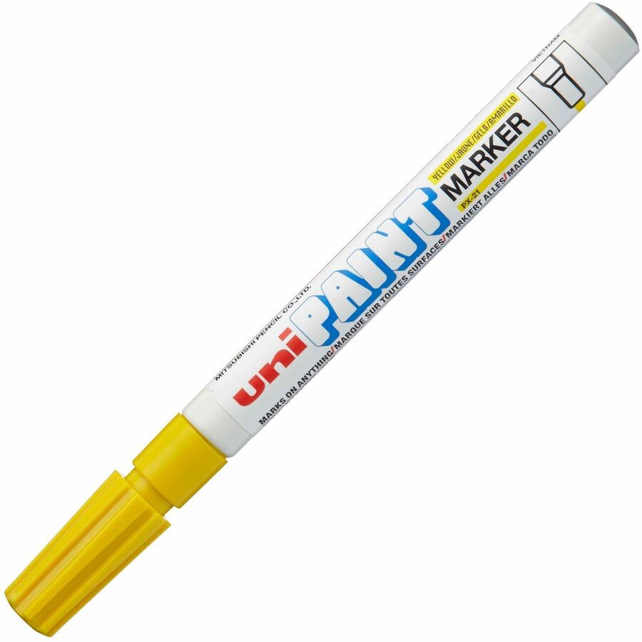 uniball™, uni-Paint PX-21 Oil-Based Paint Marker - Yellow Ink - Oil Based - 1 Each
