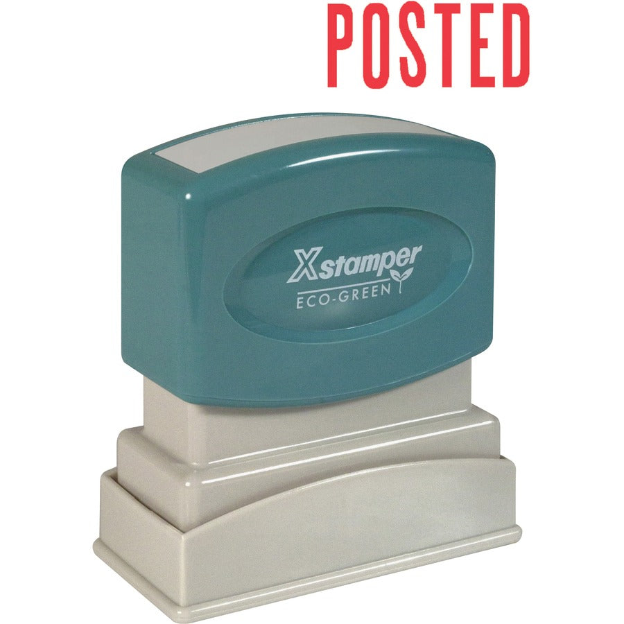 Xstamper POSTED Title Stamp - Message Stamp - POSTED - 0.50" Impression Width x 1.63" Impression Length - 100000 Impression(s) - Red - 1 Each