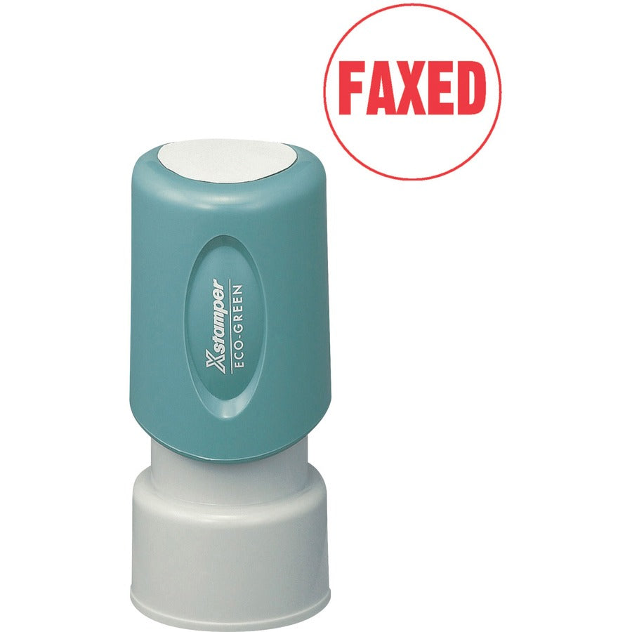 Xstamper Pre-Inked FAXED Stamp - Message Stamp - FAXED - 0.63" Impression Diameter - Red - 1 Each