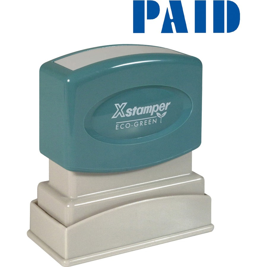 Xstamper Blue PAID Title Stamp - Message Stamp - PAID - 0.50" Impression Width x 1.62" Impression Length - 100000 Impression(s) - Blue - 1 Each