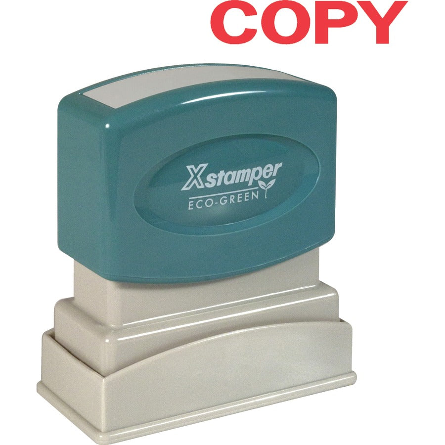 Xstamper Eco-Green COPY Title Stamp - Message Stamp - COPY - 0.50" Impression Width x 1.62" Impression Length - 100000 Impression(s) - Red - 1 Each
