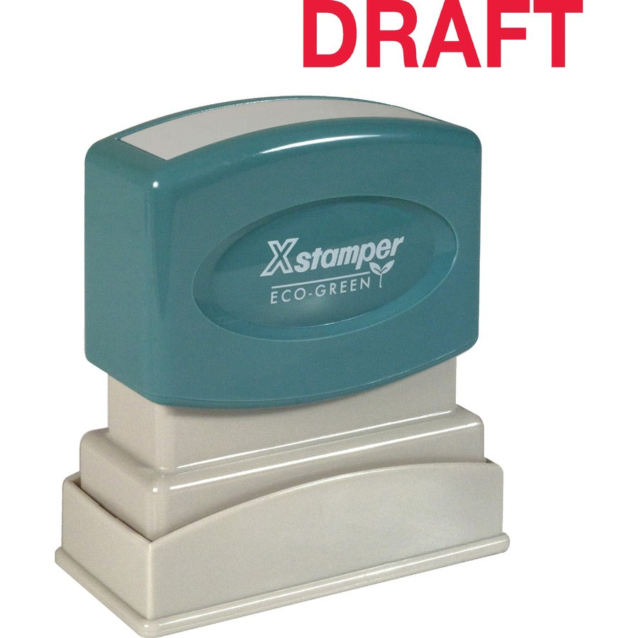 Xstamper DRAFT Stamp - Message Stamp - DRAFT - 0.50" Impression Width x 1.63" Impression Length - 100000 Impression(s) - Red - 1 Each