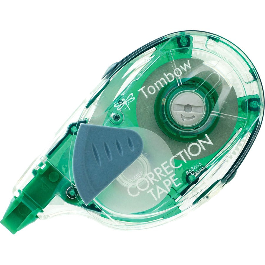 Tombow Mono Correction Tape Refillable Dispenser - 0.16" Tape Width x 39.33 ft Tape Length - 1 Line(s) - White Tape - Ergonomic Dispenser - Acid-free, Refillable - White - 1 Each