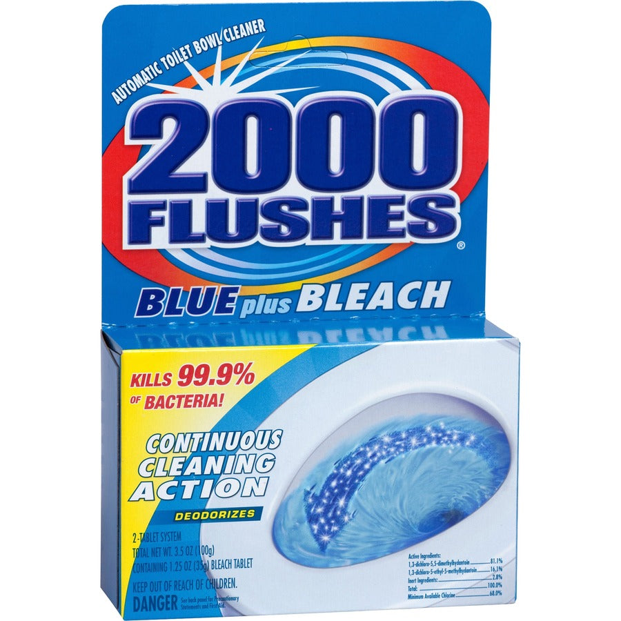 WD-40 2000 Flushes Blue/Bleach Bowl Cleaner Tablets - For Toilet Bowl - Concentrate - 3.50 oz (0.22 lb) - Blue - 1 Each