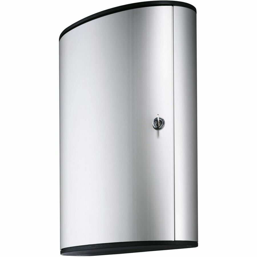 DURABLE 72-Key Brushed Aluminum Key Cabinet - 11.9" Width x 4.8" Depth x 15.7" Height - 1 x Door(s) - Security Lock - Silver - Aluminum