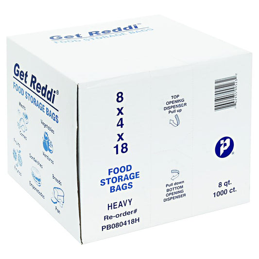 Food Bags, 2 gal, 1 mil, 8" x 4" x 18", Clear, 1,000/Carton