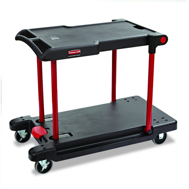 Convertible Utility Cart, Plastic, 2 Shelves, 400 lb Capacity, 23.88" x 45.13" x 34.38", Black