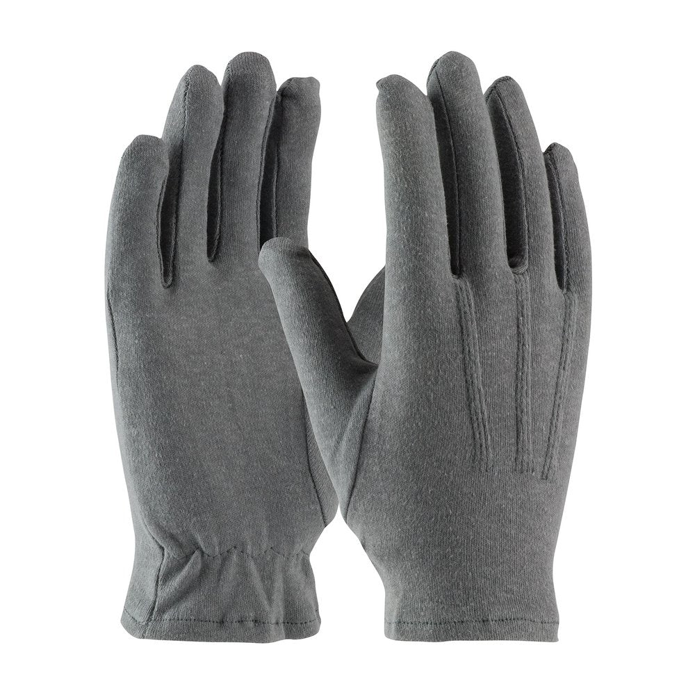 PIP Cotton Dress Glove Raised Stitch Open Cuff Gray, 12 Pairs/Dozen