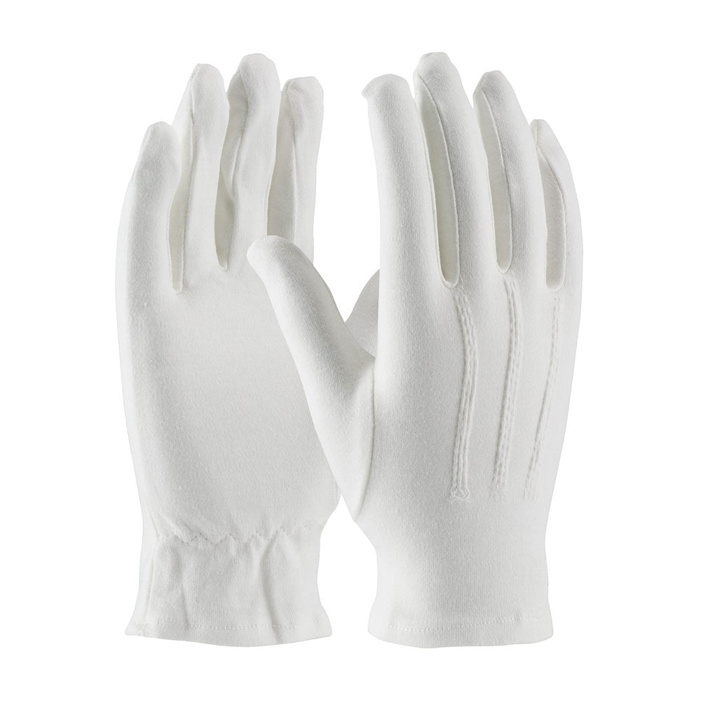 PIP Cotton Dress Glove Raised Stitch Open Cuff WH M, 12 Pairs/Dozen