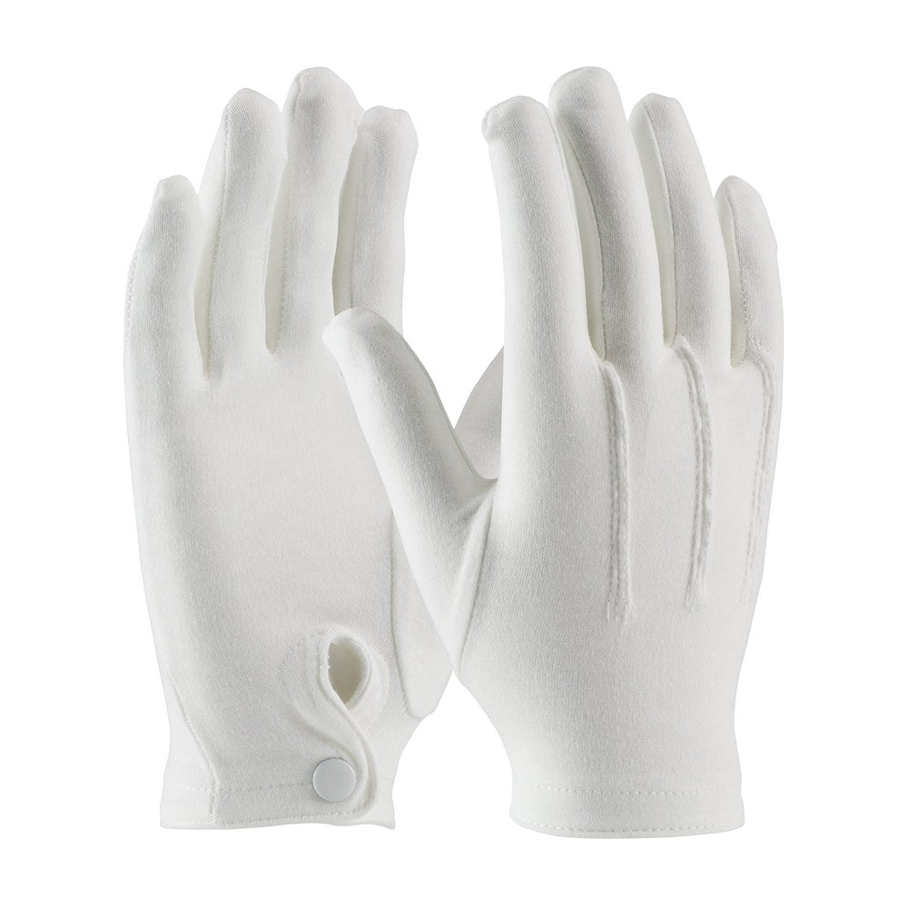 PIP Cott Dress Glove Raisedstitch Snap Closure L, 12 Pairs/Dozen