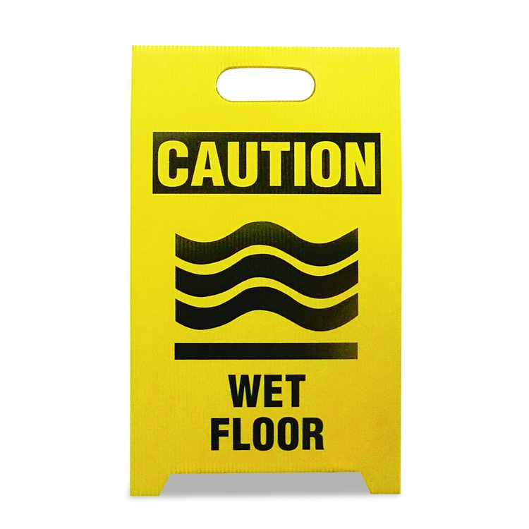 Economy Floor Sign, 12 x 14 x 20, Yellow/Black, 2/Pack