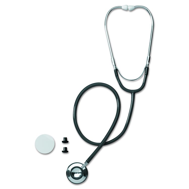 Dual-Head Stethoscope, 22" Long, Black Tube