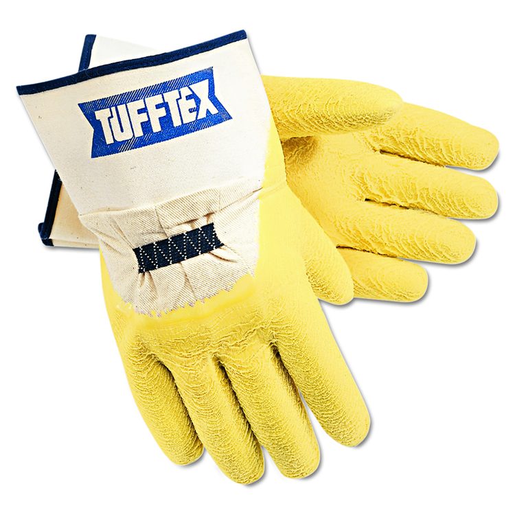 Tufftex Supported Gloves, Large, Beige/White, 12 Pairs