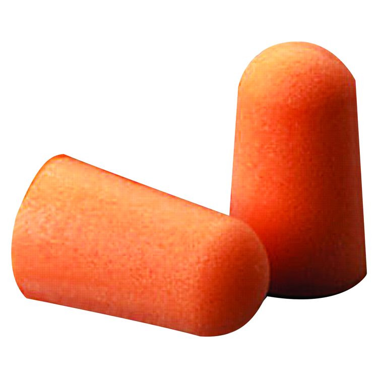Foam Earplugs, 29 dB NRR, One Size Fits Most, Orange Bullet Plugs, 200/Box