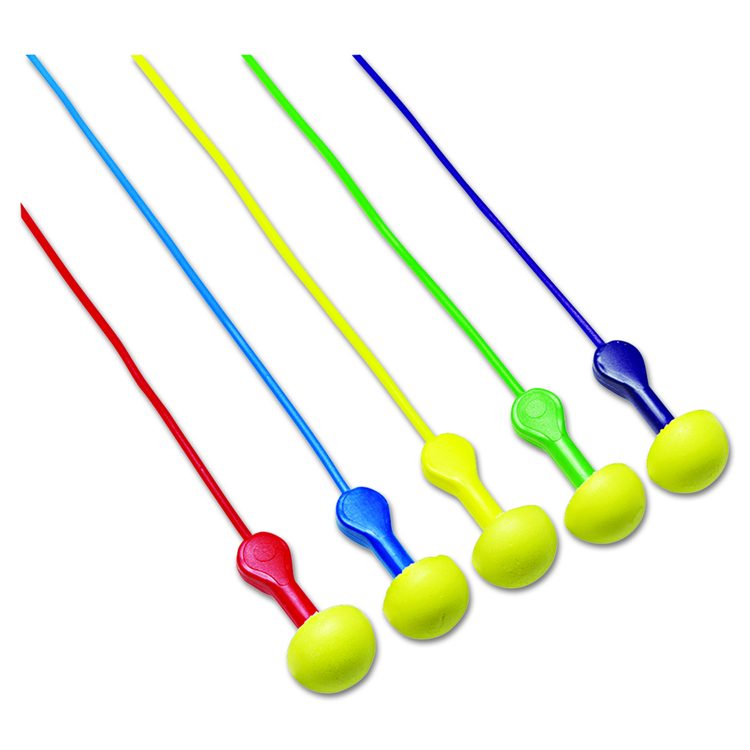 E-A-RExpress Pod Plugs Single-Use Earplugs, Corded, 25 dB NRR, One Size Fits Most, Yellow Spherical Pod Plugs, 100/Box