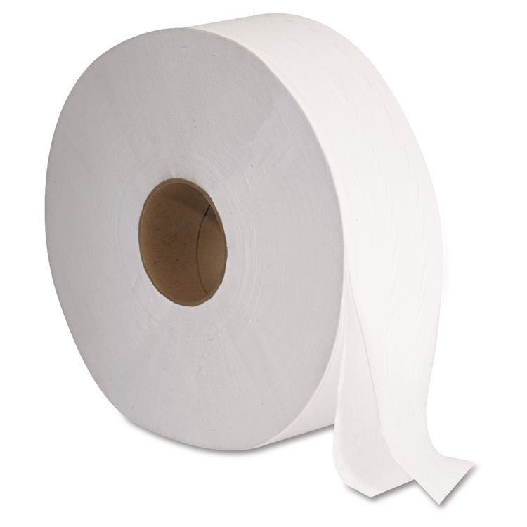 JRT Jumbo Bath Tissue, Septic Safe, 2-Ply, 3.3" x 1,375 ft, White, 6 Rolls/Carton
