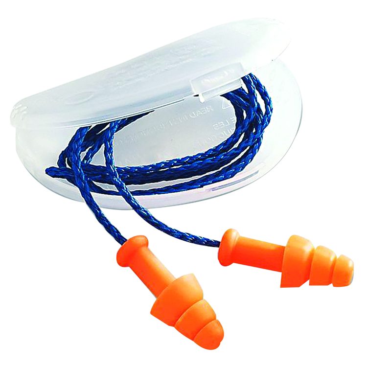 SmartFit Multiple-Use Earplugs, Corded, 25 dB NRR, One Size Fits Most, Orange 3-Flange Plugs, 100/Box