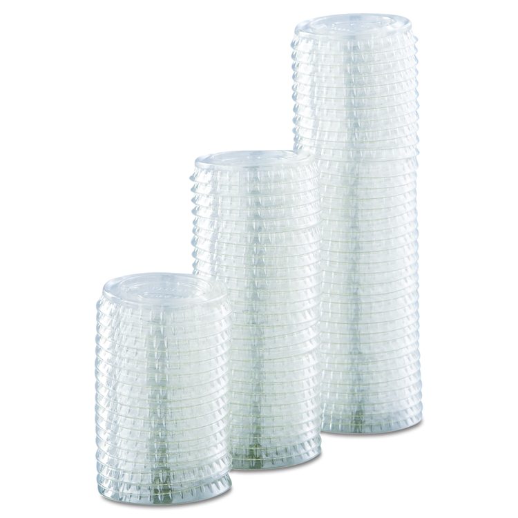 Portion/Souffle Cup Lids, Fits 0.5 oz to 1 oz Portion Cups, Plastic, Clear, 125/Pack, 20 Packs/Carton