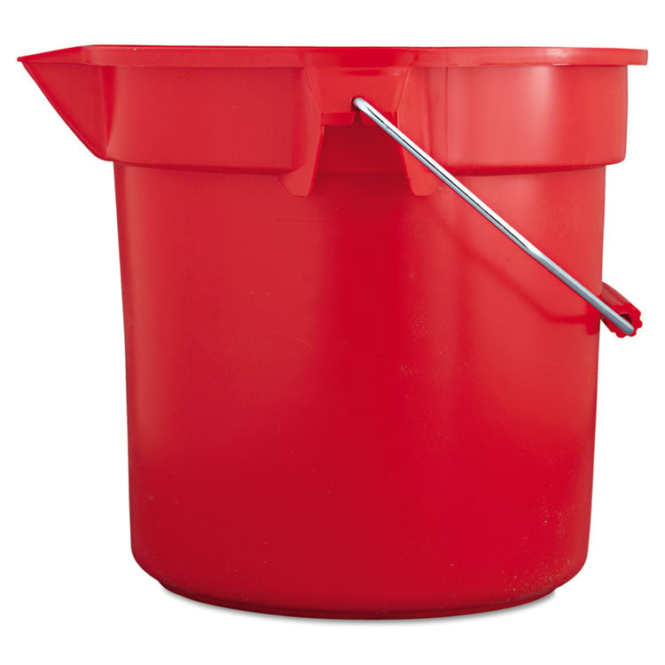 BRUTE Round Utility Pail, 14 qt, Plastic, Red, 12" Diameter