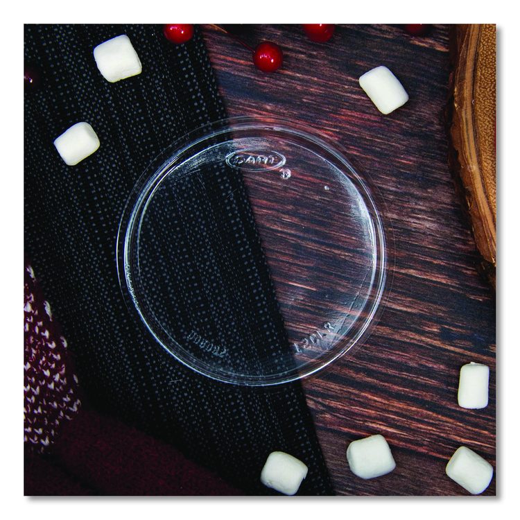 Non-Vented Cup Lids, Fits 10 oz to 14 oz Hot Cups/6 oz to 8 oz Food Containers/6 oz Bowls, Plastic, Clear, 1,000/Carton