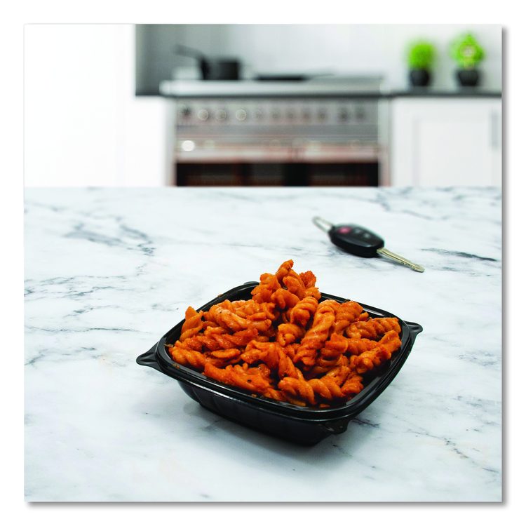 PresentaBowls Pro Black Square Bowls, 8 oz, 5 x 5 x 1.5, Plastic, 63/Bag, 8 Bags/Carton