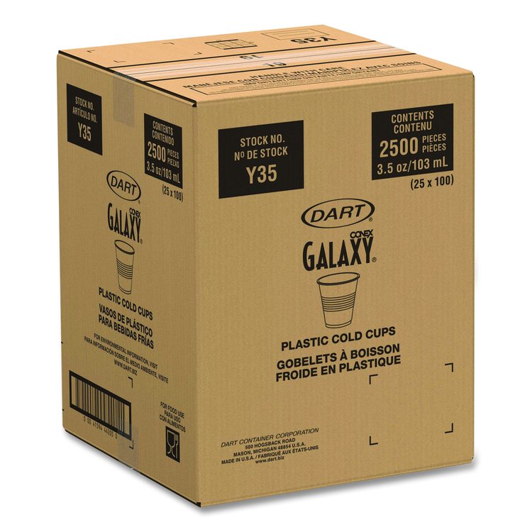 High-Impact Polystyrene Cold Cups, 3.5 oz, Plastic, Translucent, 100/Sleeve, 25 Sleeves/Carton