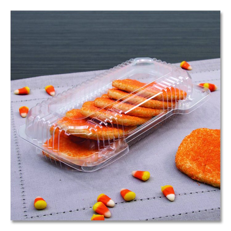 StayLock Clear Hinged Lid Containers, 4.5 x 8.5 x 2.1, Clear, Plastic, 250/Carton