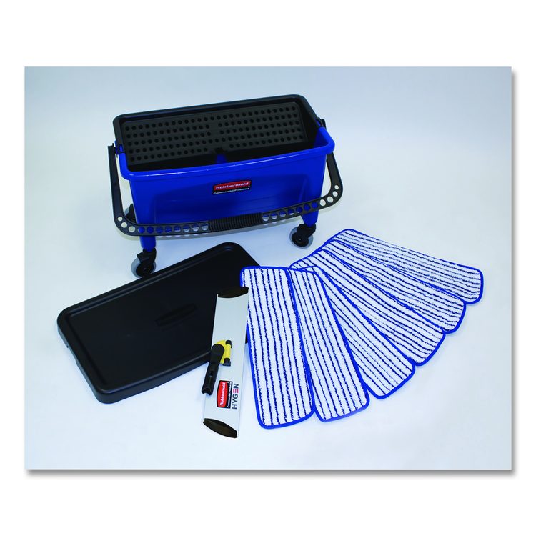 Microfiber Floor Finishing System, 3 gal, Blue/Black/White