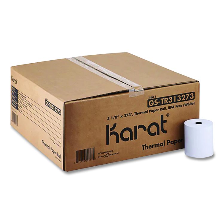 Thermal Paper Rolls, 3.13" x 273 ft, White, 50/Carton