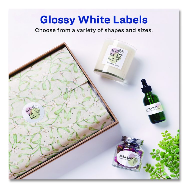 Glossy White Easy Peel Mailing Labels w/ Sure Feed Technology, Laser Printers, 1 x 2.63, White, 30/Sheet, 25 Sheets/Pack