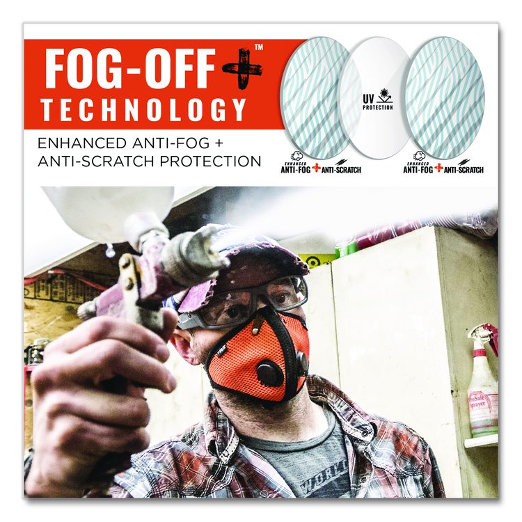 Skullerz ODIN Anti-Scratch Enhanced Anti-Fog Safety Glasses, Matte Black Full Frame, Clear Dual Lens