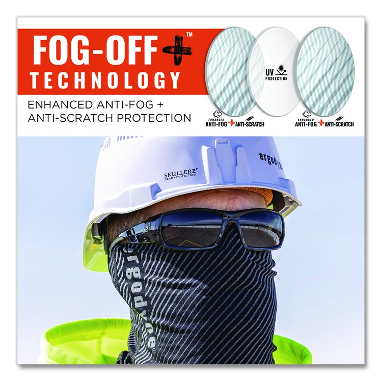 Skullerz ODIN Anti-Scratch Enhanced Anti-Fog Safety Glasses, Matte Black Full Frame, Smoke Dual Lens