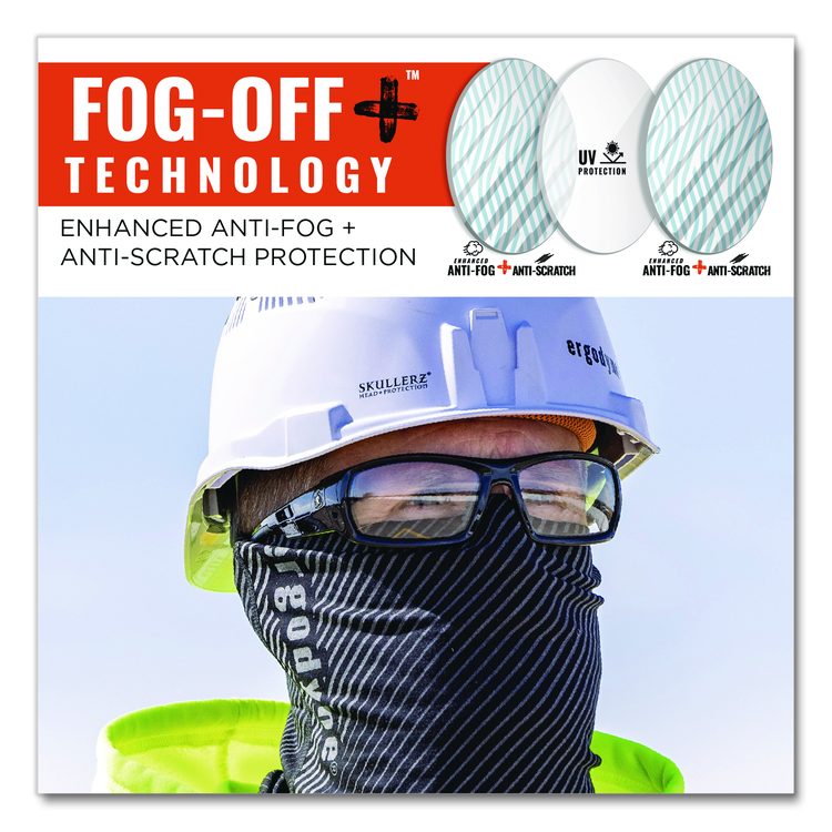 Skullerz ODIN Anti-Scratch Enhanced Anti-Fog Safety Glasses, Matte Black Full Frame, Clear Dual I/O Lens
