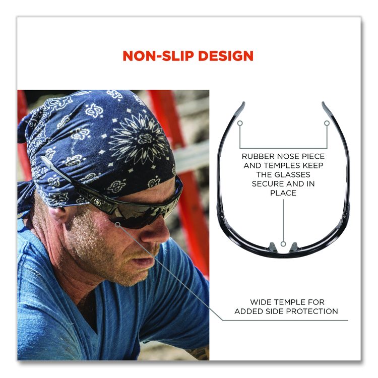 Skullerz DAGR Anti-Scratch Enhanced Anti-Fog Safety Glasses, Matte Black Half Frame, Smoke Dual Lens