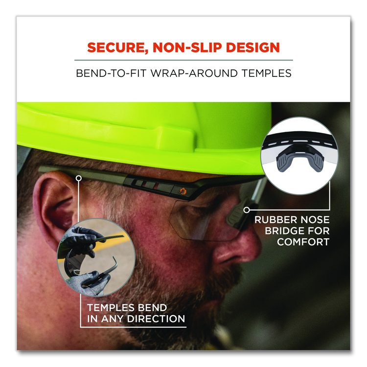 Skullerz AEGIR Safety Glasses, Matte Black Half Frame, Clear Single Lens